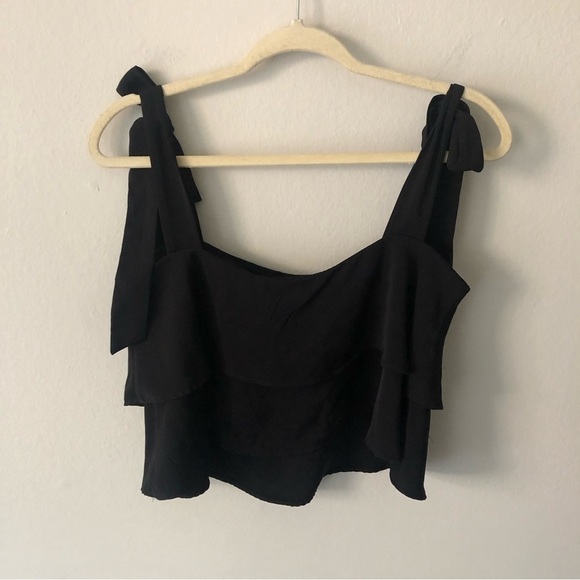 By the Way black tiered crop tie strap blouse tank top Revolve small - Picture 5 of 6